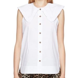 GANNI White Sleeveless Shirt